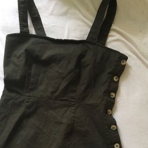 Earthy Green Mini Dress Side Buttons
